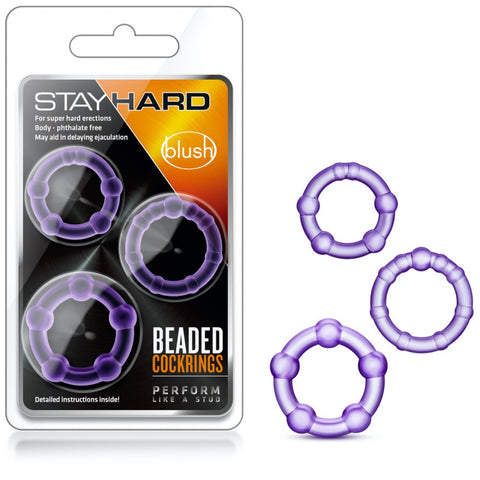 Blush Novelties Stay Hard Beaded Cock Rings - Purple - Extreme Toyz Singapore - https://extremetoyz.com.sg - Sex Toys and Lingerie Online Store - Bondage Gear / Vibrators / Electrosex Toys / Wireless Remote Control Vibes / Sexy Lingerie and Role Play / BDSM / Dungeon Furnitures / Dildos and Strap Ons &nbsp;/ Anal and Prostate Massagers / Anal Douche and Cleaning Aide / Delay Sprays and Gels / Lubricants and more...