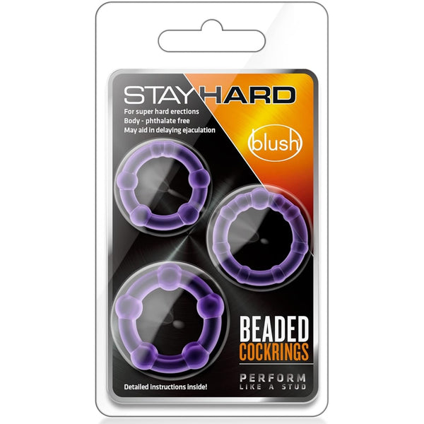 Stay Hard Beaded Cock Rings - Purple