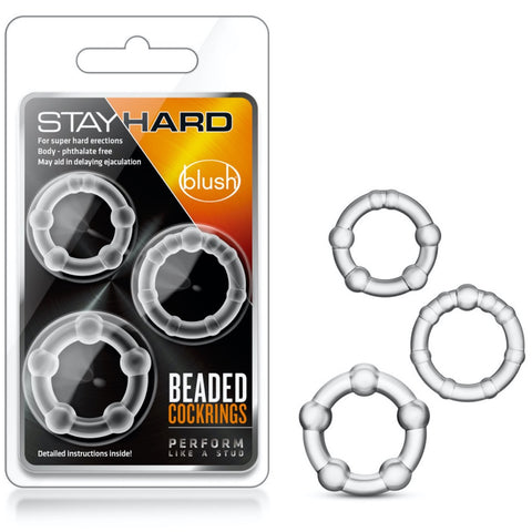 Blush Novelties Stay Hard Beaded Cock Rings - Clear - Extreme Toyz Singapore - https://extremetoyz.com.sg - Sex Toys and Lingerie Online Store - Bondage Gear / Vibrators / Electrosex Toys / Wireless Remote Control Vibes / Sexy Lingerie and Role Play / BDSM / Dungeon Furnitures / Dildos and Strap Ons &nbsp;/ Anal and Prostate Massagers / Anal Douche and Cleaning Aide / Delay Sprays and Gels / Lubricants and more...