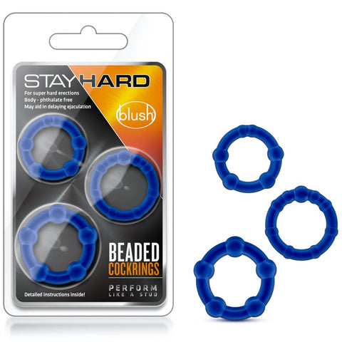 Blush Novelties Stay Hard Beaded Cock Rings - Blue - Extreme Toyz Singapore - https://extremetoyz.com.sg - Sex Toys and Lingerie Online Store - Bondage Gear / Vibrators / Electrosex Toys / Wireless Remote Control Vibes / Sexy Lingerie and Role Play / BDSM / Dungeon Furnitures / Dildos and Strap Ons &nbsp;/ Anal and Prostate Massagers / Anal Douche and Cleaning Aide / Delay Sprays and Gels / Lubricants and more...