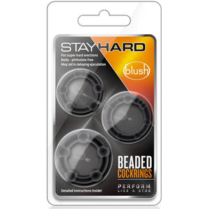 Stay Hard Beaded Cock Rings - Black