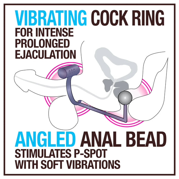 Anal Adventures Platinum Silicone Anal Ball with Vibrating C-Ring