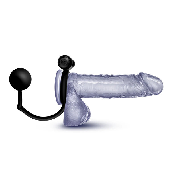 Anal Adventures Platinum Silicone Anal Ball with Vibrating C-Ring