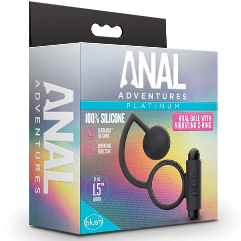 Anal Adventures Platinum Silicone Anal Ball with Vibrating C-Ring