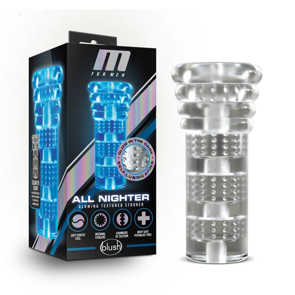 M for Men Soft & Wet All Nighter Self-Lubricating Glow in the Dark Stroker