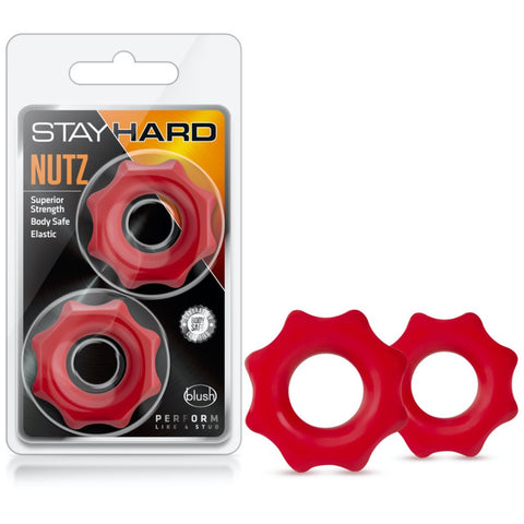 Blush Novelties Stay Hard Nutz Cock Rings - Red - Extreme Toyz Singapore - https://extremetoyz.com.sg - Sex Toys and Lingerie Online Store - Bondage Gear / Vibrators / Electrosex Toys / Wireless Remote Control Vibes / Sexy Lingerie and Role Play / BDSM / Dungeon Furnitures / Dildos and Strap Ons &nbsp;/ Anal and Prostate Massagers / Anal Douche and Cleaning Aide / Delay Sprays and Gels / Lubricants and more...