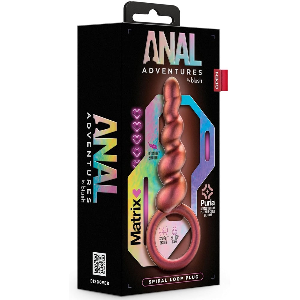 Anal Adventures Matrix Spiral Loop Platinum-Cured Silicone Plug - Copper