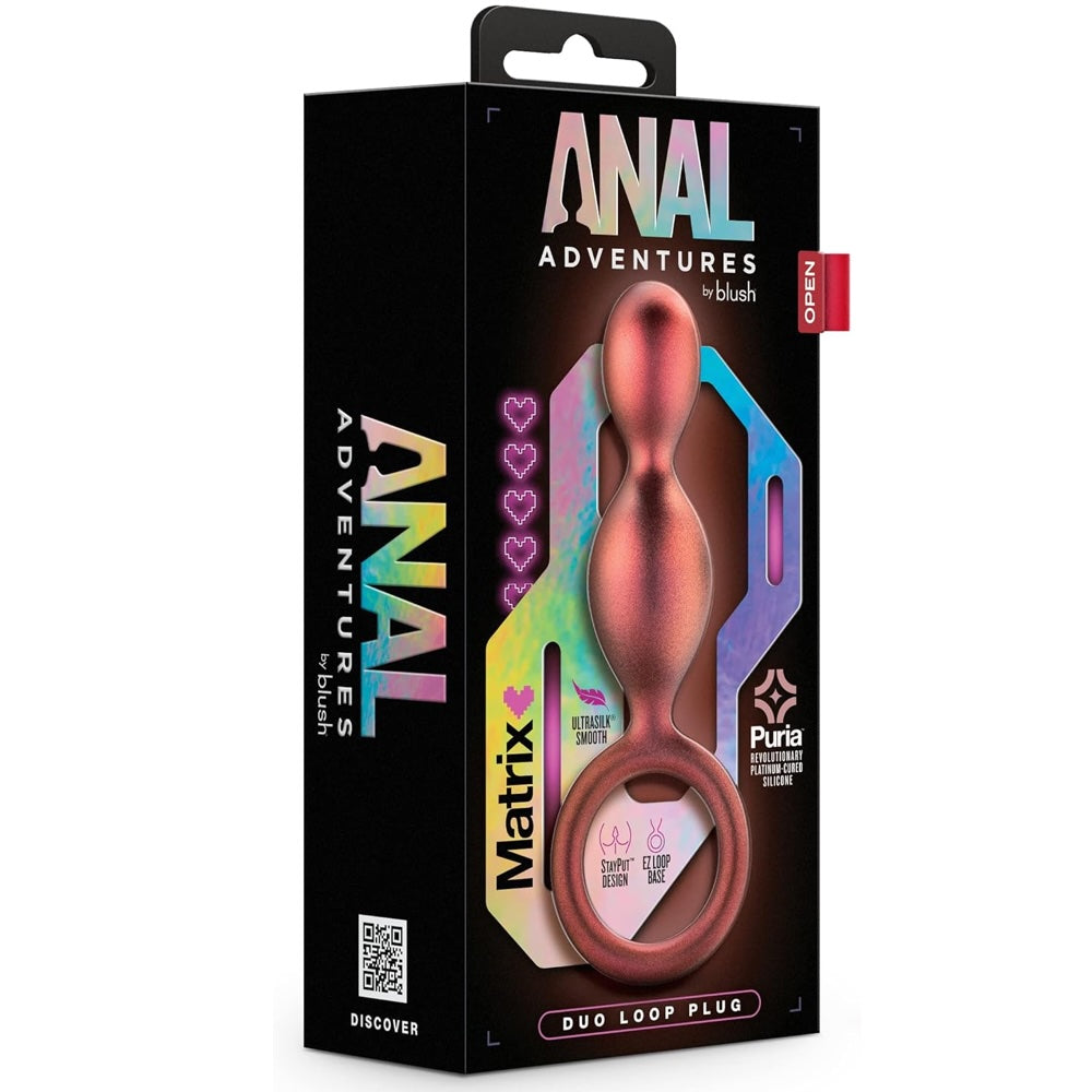 Anal Adventures Matrix Duo Loop Platinum-Cured Silicone Plug - Copper