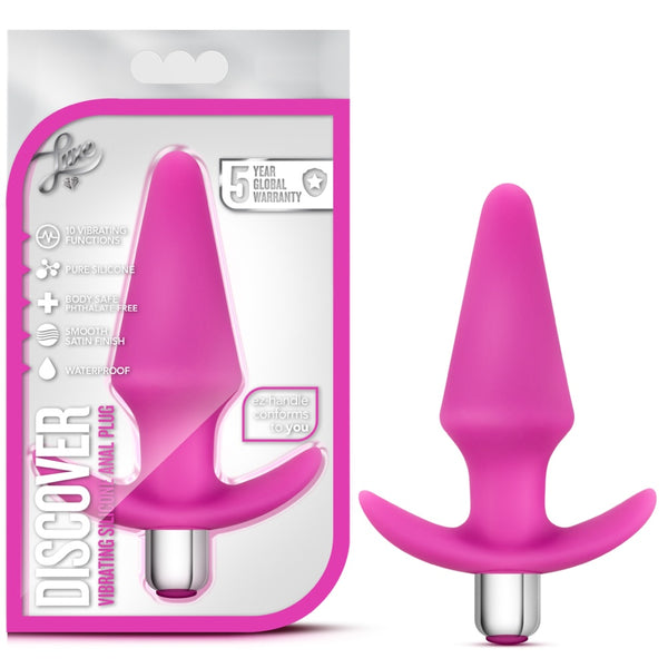 Luxe Discover Vibrating Platinum-Cured Silicone Anal Plug - Pink
