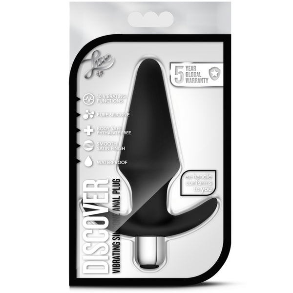 Luxe Discover Vibrating Platinum-Cured Silicone Anal Plug - Black