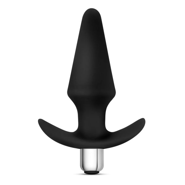 Luxe Discover Vibrating Platinum-Cured Silicone Anal Plug - Black