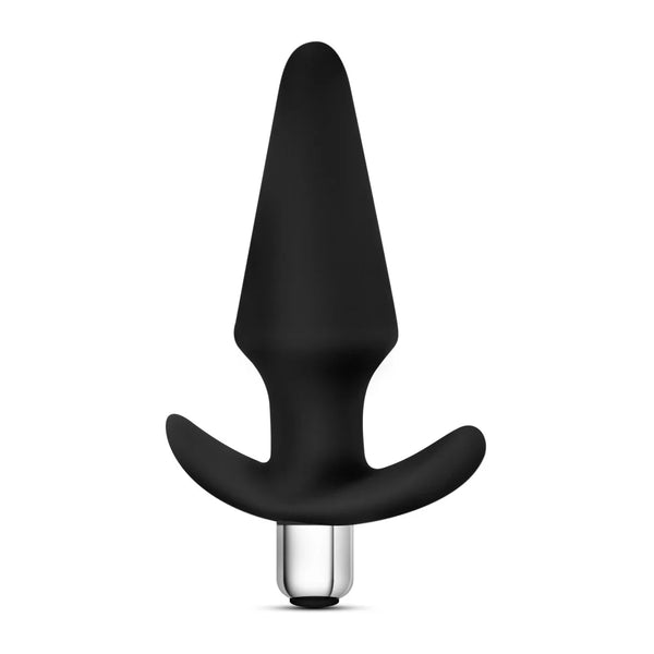 Luxe Discover Vibrating Platinum-Cured Silicone Anal Plug - Black