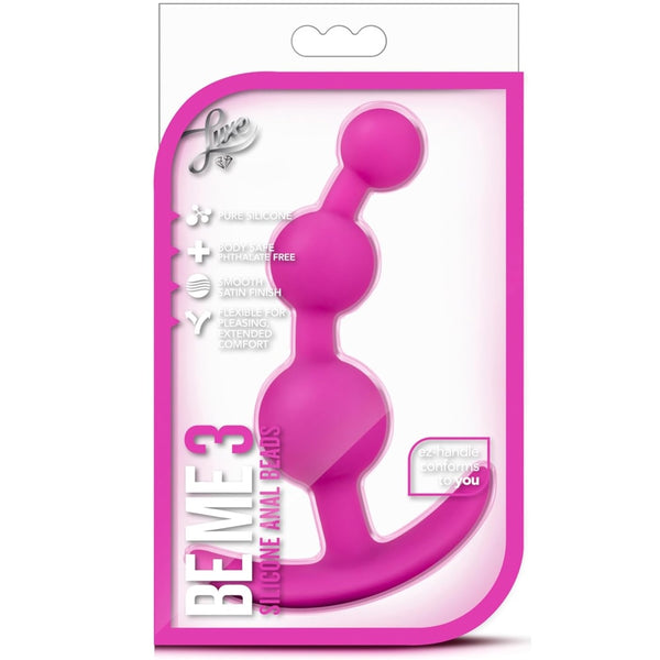 Luxe Be Me 3 Platinum-Cured Silicone Anal Beads - Fuchsia