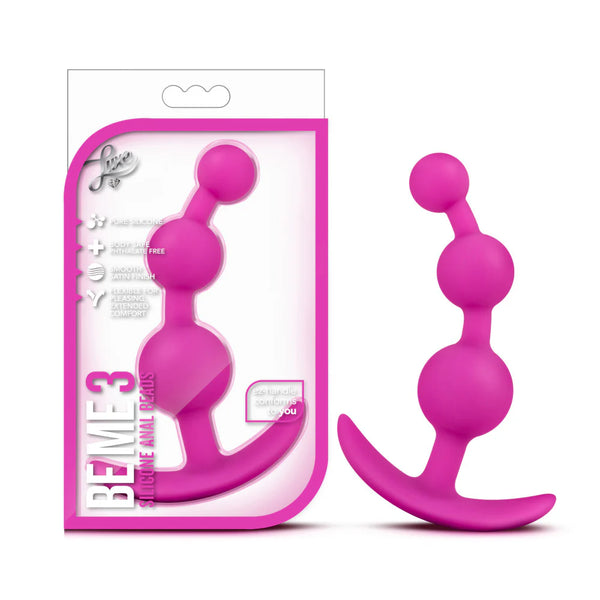 Luxe Be Me 3 Platinum-Cured Silicone Anal Beads - Fuchsia