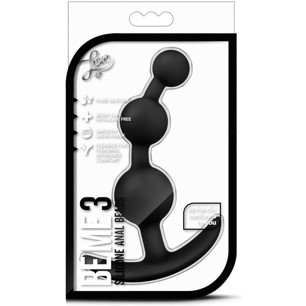 Luxe Be Me 3 Platinum-Cured Silicone Anal Beads - Black