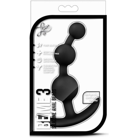 Luxe Be Me 3 Platinum-Cured Silicone Anal Beads - Black