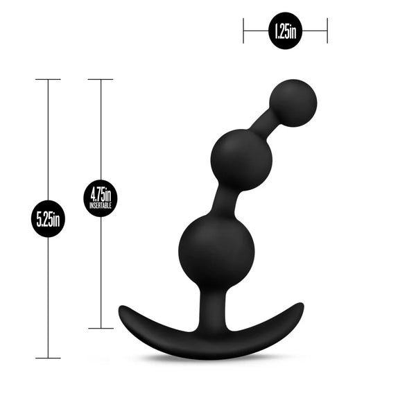 Luxe Be Me 3 Platinum-Cured Silicone Anal Beads - Black