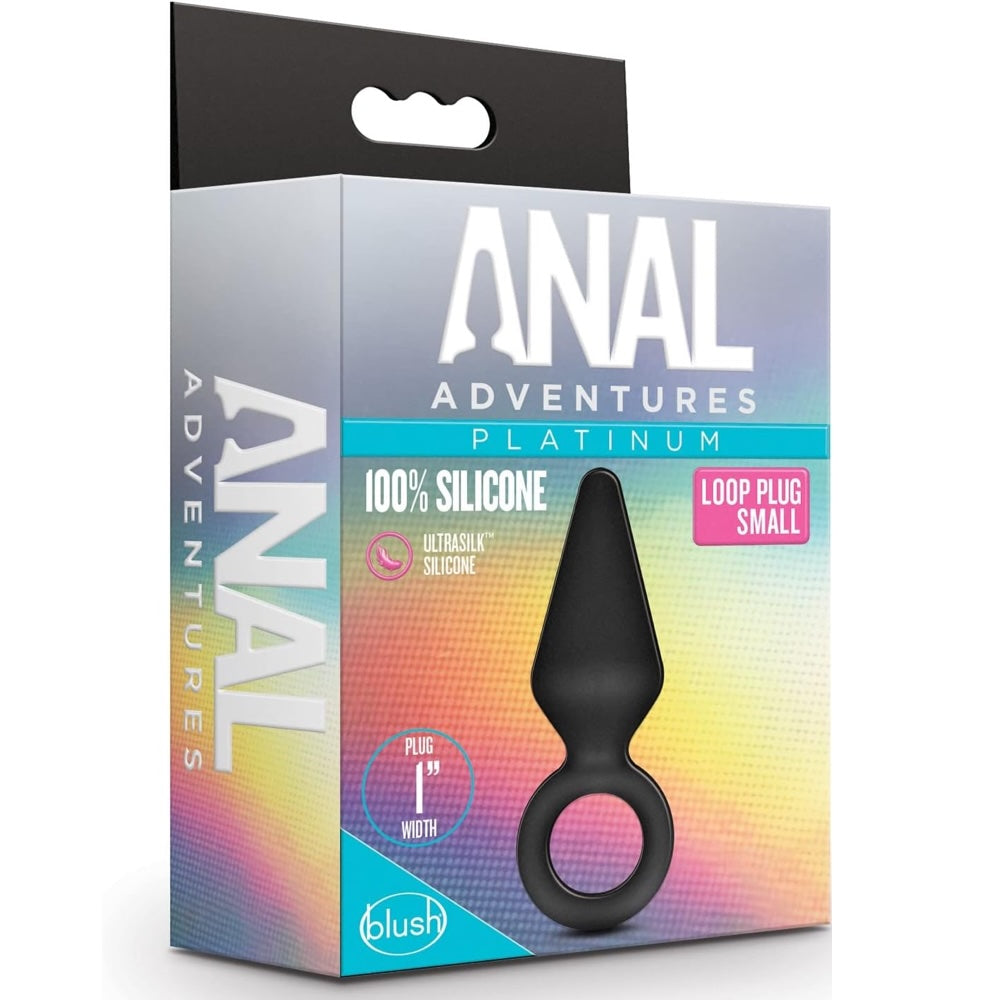 Anal Adventures Platinum 3" Loop Silicone Anal Plug - Small