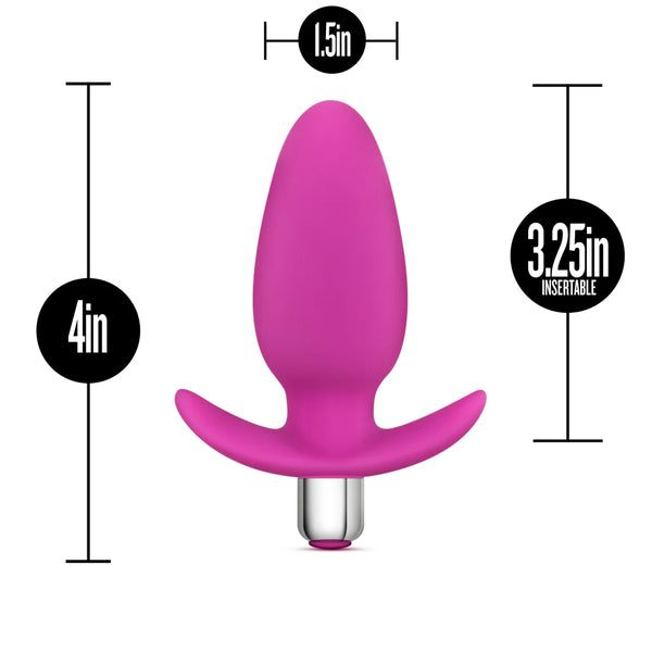 Luxe Little Thumper Vibrating Platinum-Cured Silicone Anal Plug - Fuchsia