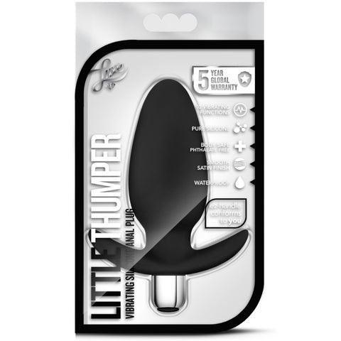 Luxe Little Thumper Vibrating Platinum-Cured Silicone Anal Plug - Black