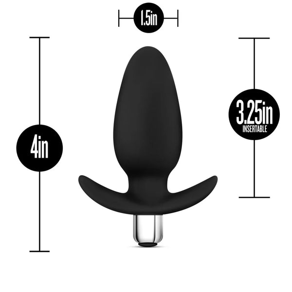 Luxe Little Thumper Vibrating Platinum-Cured Silicone Anal Plug - Black