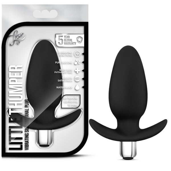 Luxe Little Thumper Vibrating Platinum-Cured Silicone Anal Plug - Black