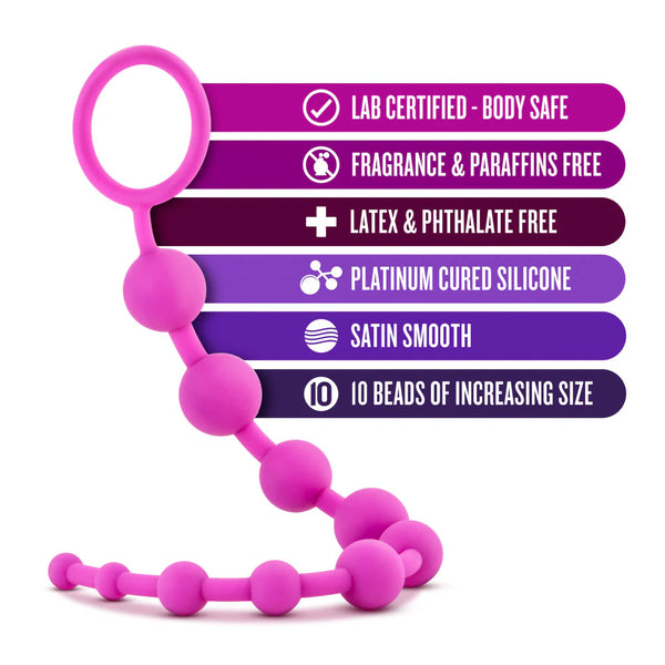 Luxe Platinum-Cured Silicone Anal Beads - Fuchsia