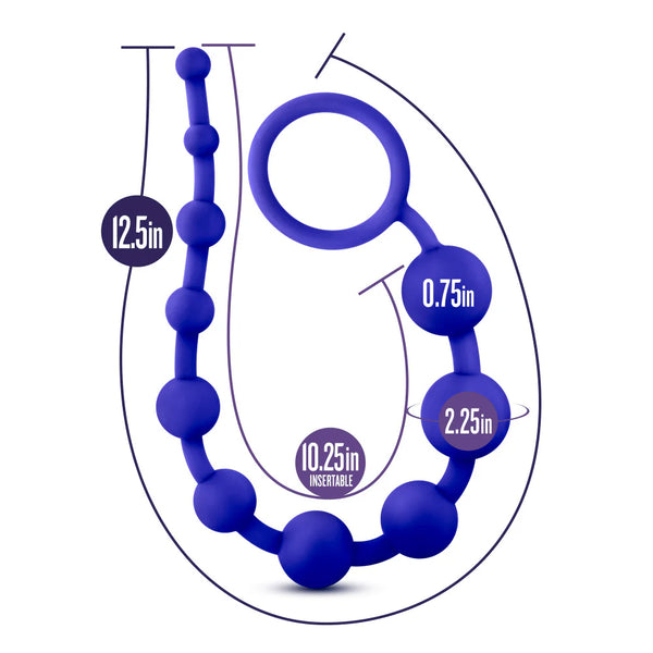 Luxe Platinum-Cured Silicone Anal Beads - Indigo