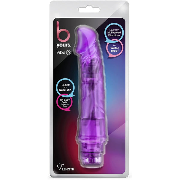 B Yours 9" Vibe 6 Vibrating Dildo - Purple