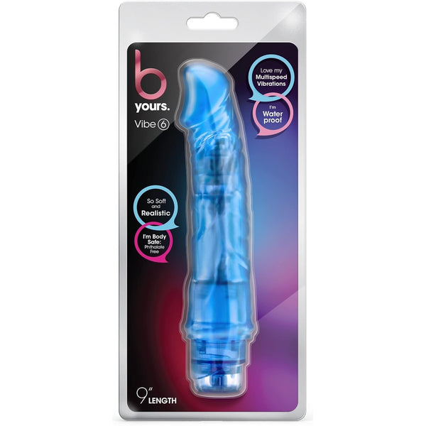 B Yours 9" Vibe 6 Vibrating Dildo - Blue