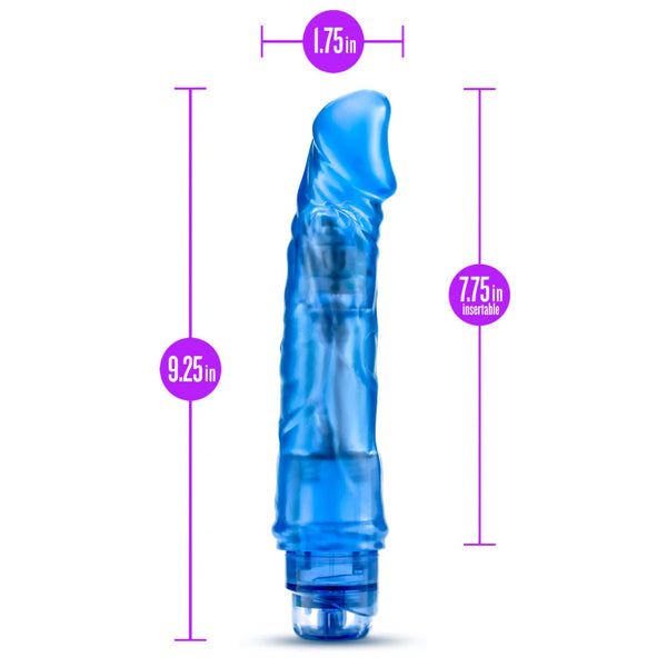 B Yours 9" Vibe 6 Vibrating Dildo - Blue