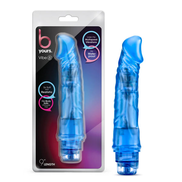 B Yours 9" Vibe 6 Vibrating Dildo - Blue