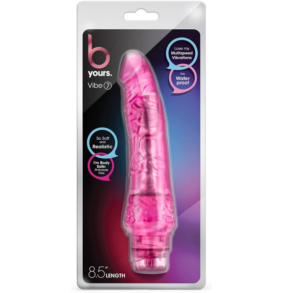 B Yours 8.5" Vibe 7 Vibrating Dildo - Pink