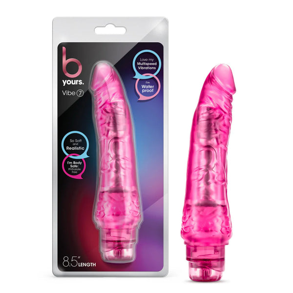 B Yours 8.5" Vibe 7 Vibrating Dildo - Pink