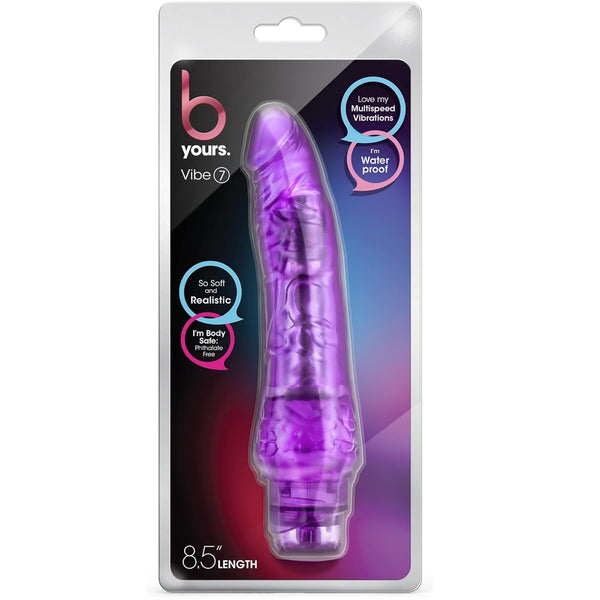 B Yours 8.5" Vibe 7 Vibrating Dildo - Purple