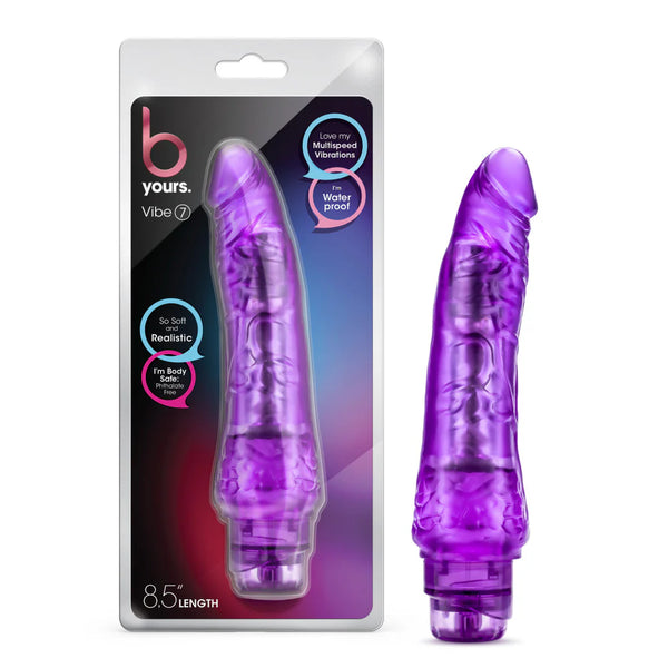 B Yours 8.5" Vibe 7 Vibrating Dildo - Purple