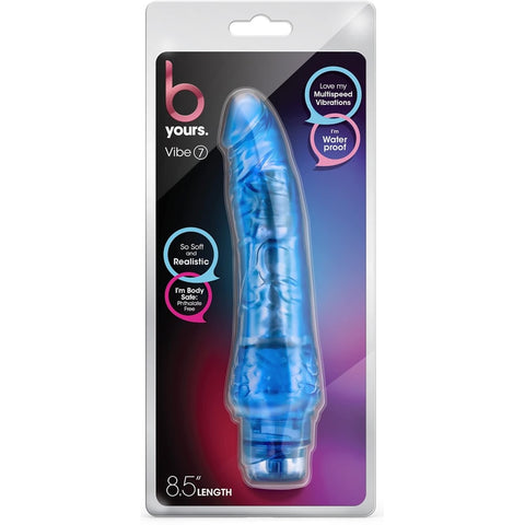 B Yours 8.5" Vibe 7 Vibrating Dildo - Blue