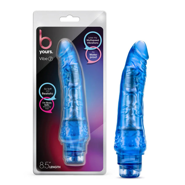 B Yours 8.5" Vibe 7 Vibrating Dildo - Blue