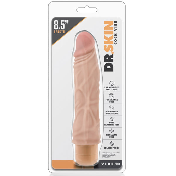 Dr. Skin Cock Vibe 10 - 8.5" Vibrating Cock - Beige