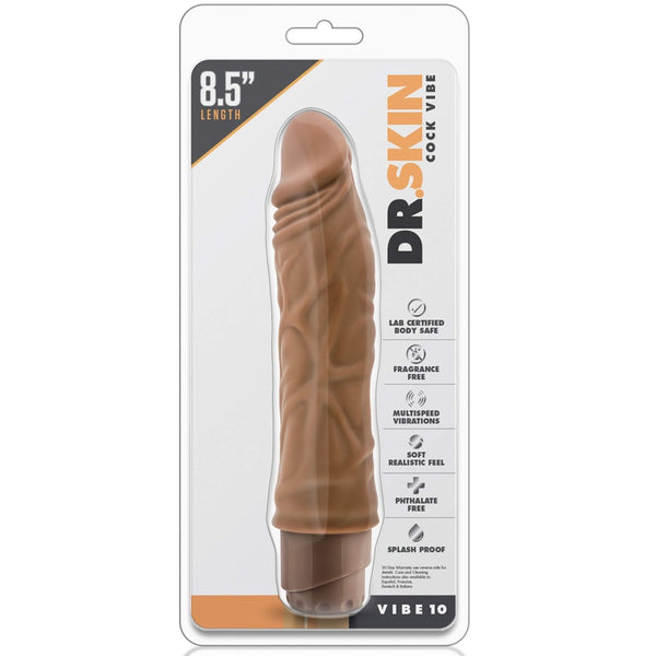Dr. Skin Cock Vibe 10 - 8.5" Vibrating Cock - Mocha