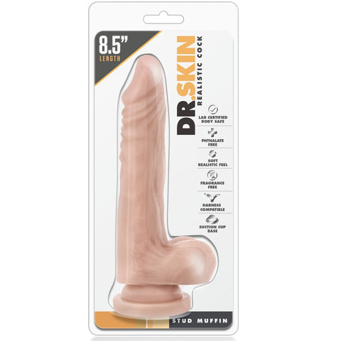 Dr. Skin Stud Muffin 8.5" Dildo with Balls - Vanilla