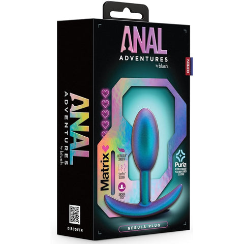 Anal Adventures Matrix The Nebula Platinum-Cured Silicone Vibrating Inner Ball Butt Plug - Lunar Blue