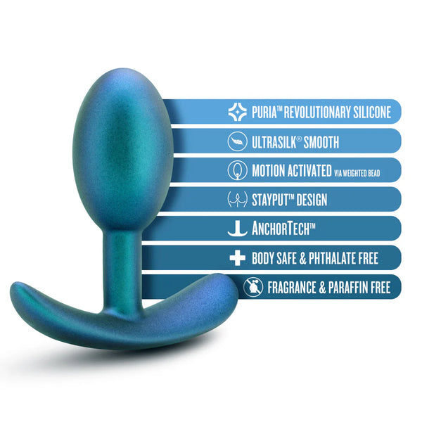 Anal Adventures Matrix The Nebula Platinum-Cured Silicone Vibrating Inner Ball Butt Plug - Lunar Blue