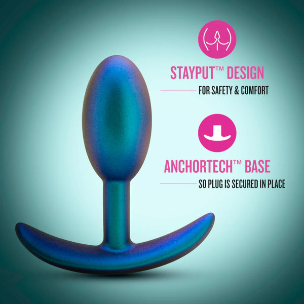 Anal Adventures Matrix The Nebula Platinum-Cured Silicone Vibrating Inner Ball Butt Plug - Lunar Blue