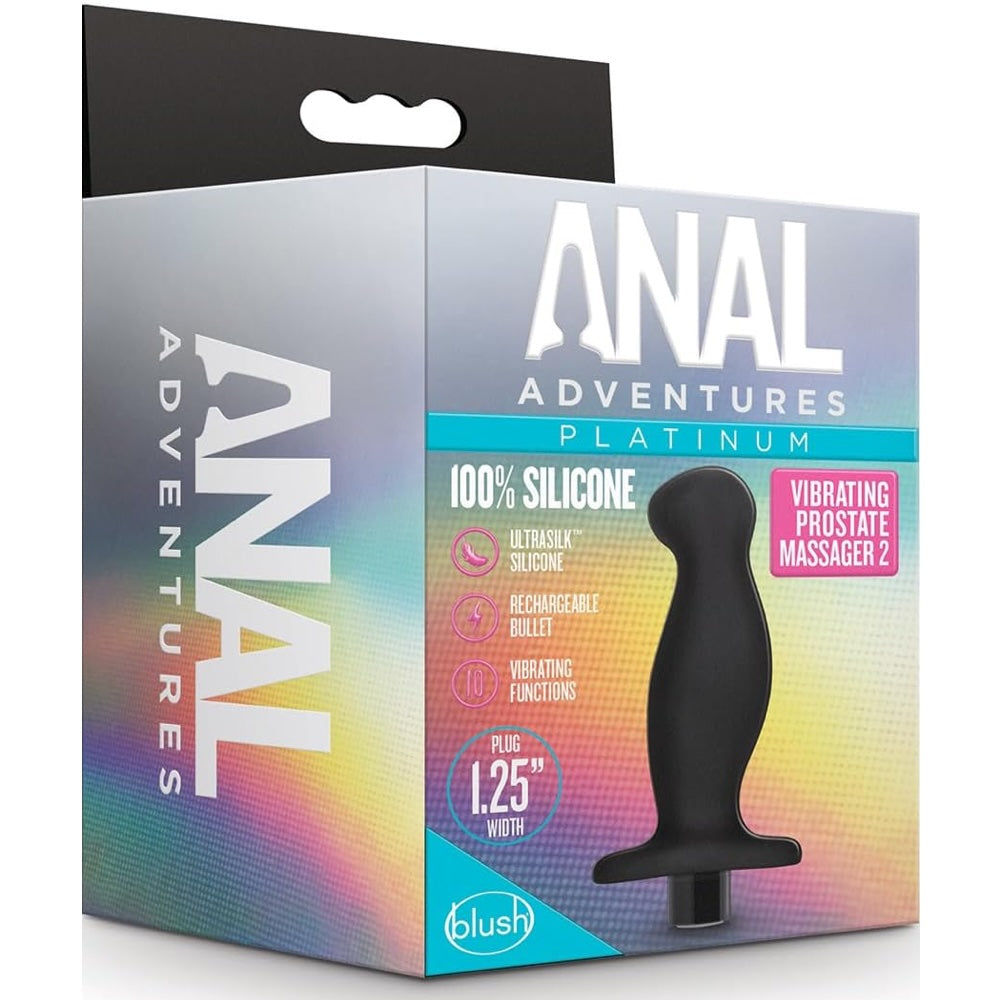 Anal Adventures Platinum Prostate Massager 02 Vibrating Rechargeable Silicone Anal Plug