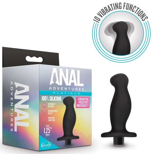 Anal Adventures Platinum Prostate Massager 02 Vibrating Rechargeable Silicone Anal Plug