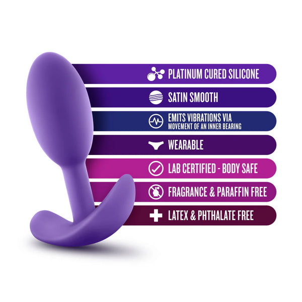 Luxe Wearable Vibra Slim Small Platinum-Cured Silicone Anal Plug - Purple