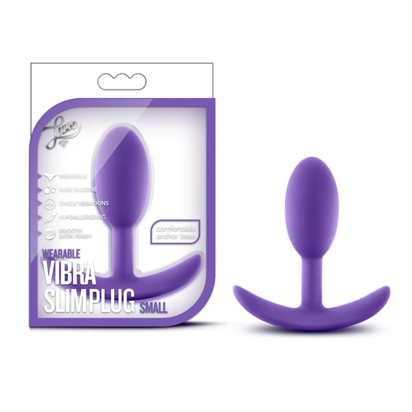 Luxe Wearable Vibra Slim Small Platinum-Cured Silicone Anal Plug - Purple