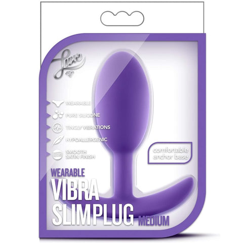 Luxe Wearable Vibra Slim Medium Platinum-Cured Silicone Anal Plug - Purple