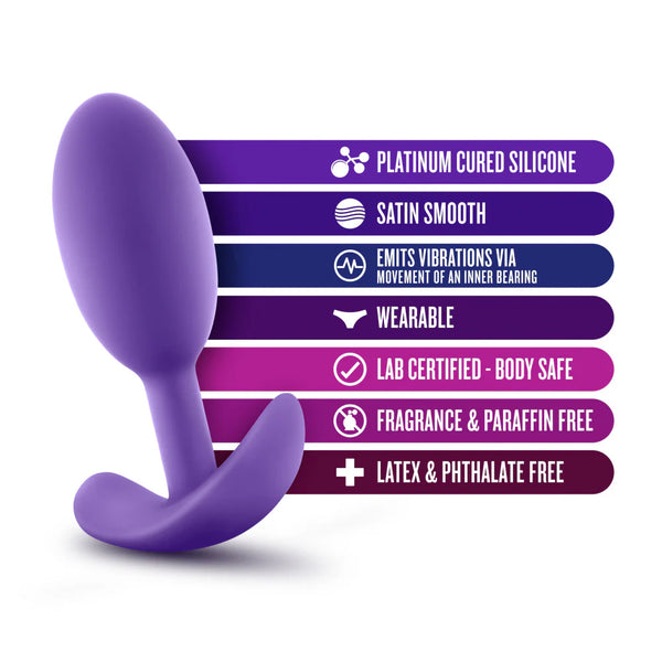 Luxe Wearable Vibra Slim Medium Platinum-Cured Silicone Anal Plug - Purple